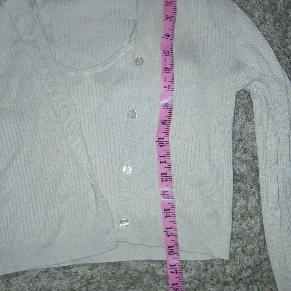 Cream ribbed long sleeve cropped sweater‎ set - Picture 6 of 7
